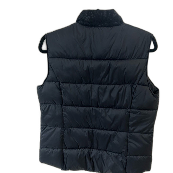 Roz & Ali Vest Women’s Size M Black Lace Front Full Zipper Snap Closure Puffer - Picture 4 of 12